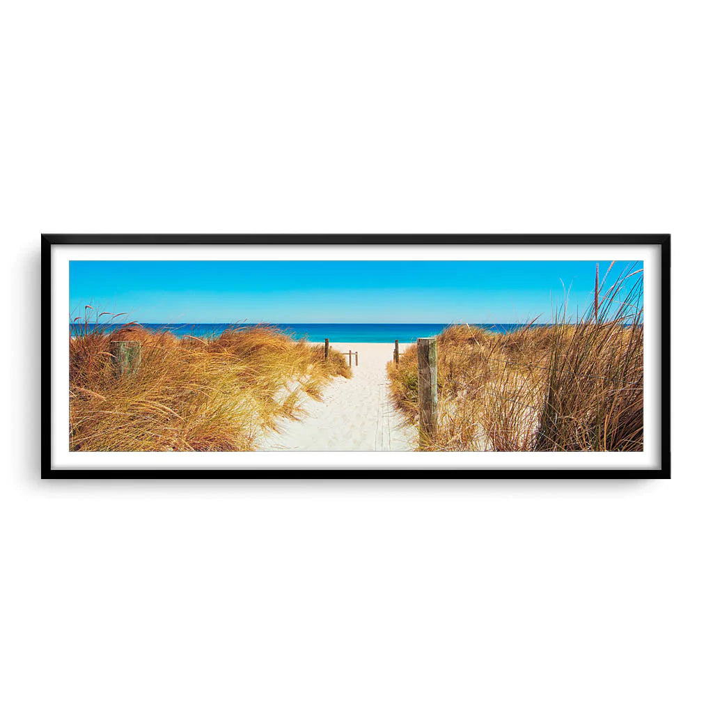 Beautiful natural Beach Path in Perth, Western Australia framed in black