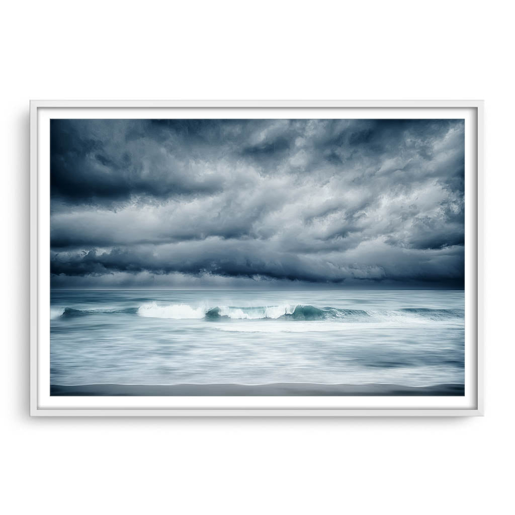 Winter storm approaching North Beach in Perth, Western Australia framed in white
