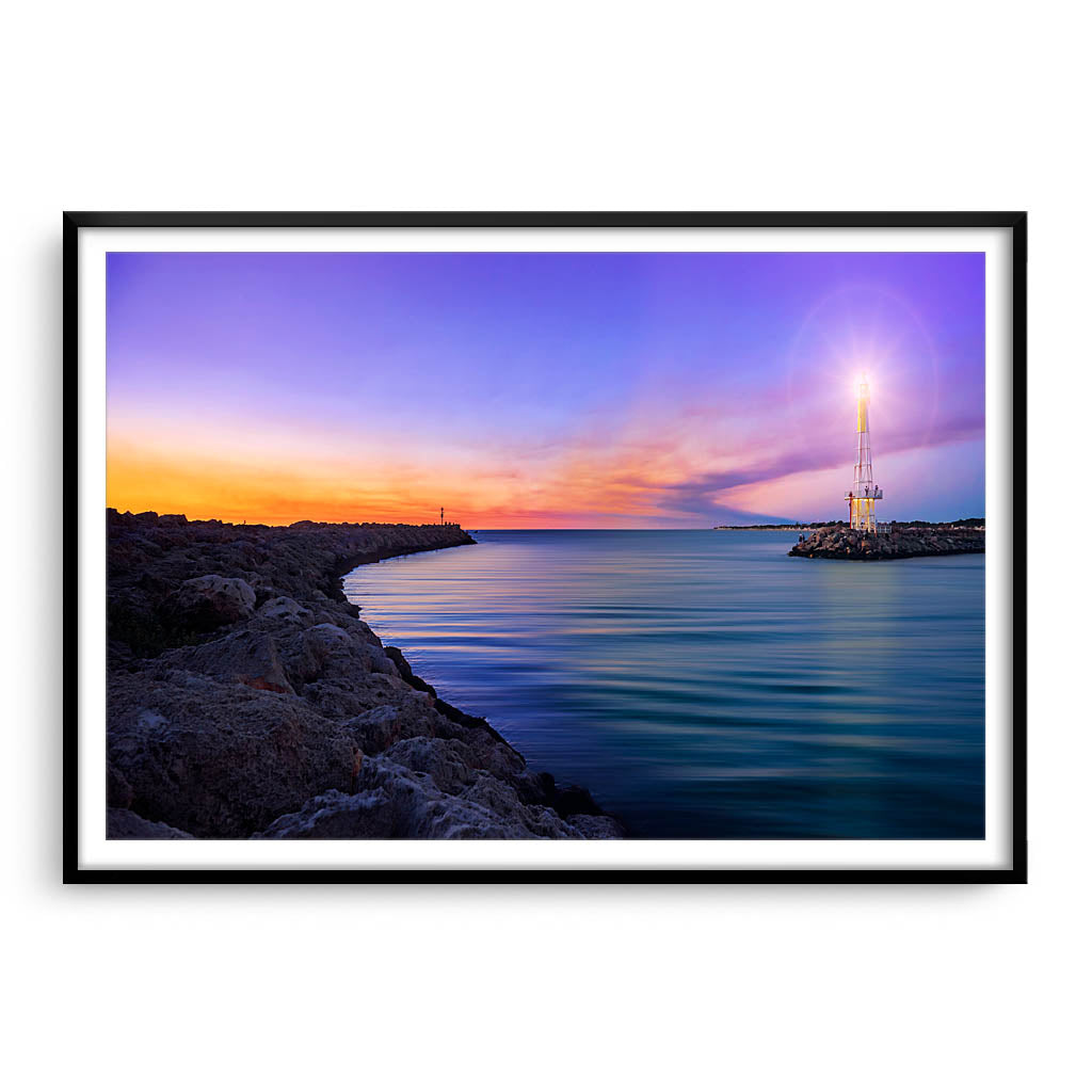 Soft sunset at Hillarys Marina in Western Australia framed in black