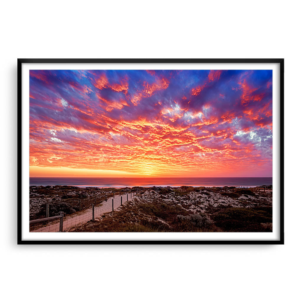 Sunset at Brighton Beach in Perth, Western Australia framed in black