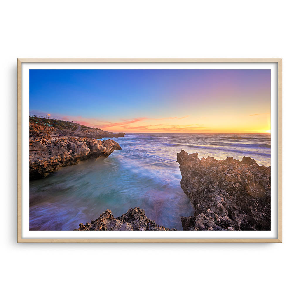 last sunset of 2016 mettams pool perth framed in raw oak