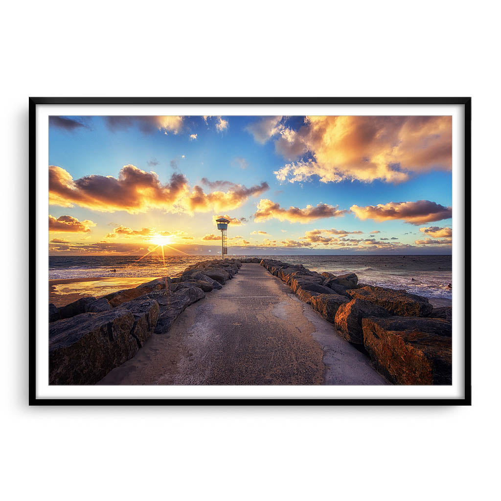 Sunset at City Beach in Western Australia framed in black