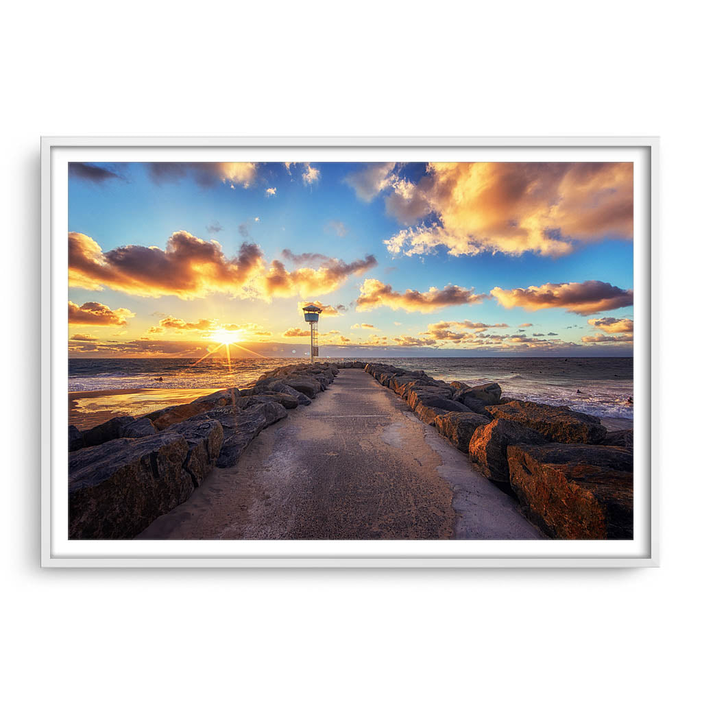 Sunset at City Beach in Western Australia framed in white