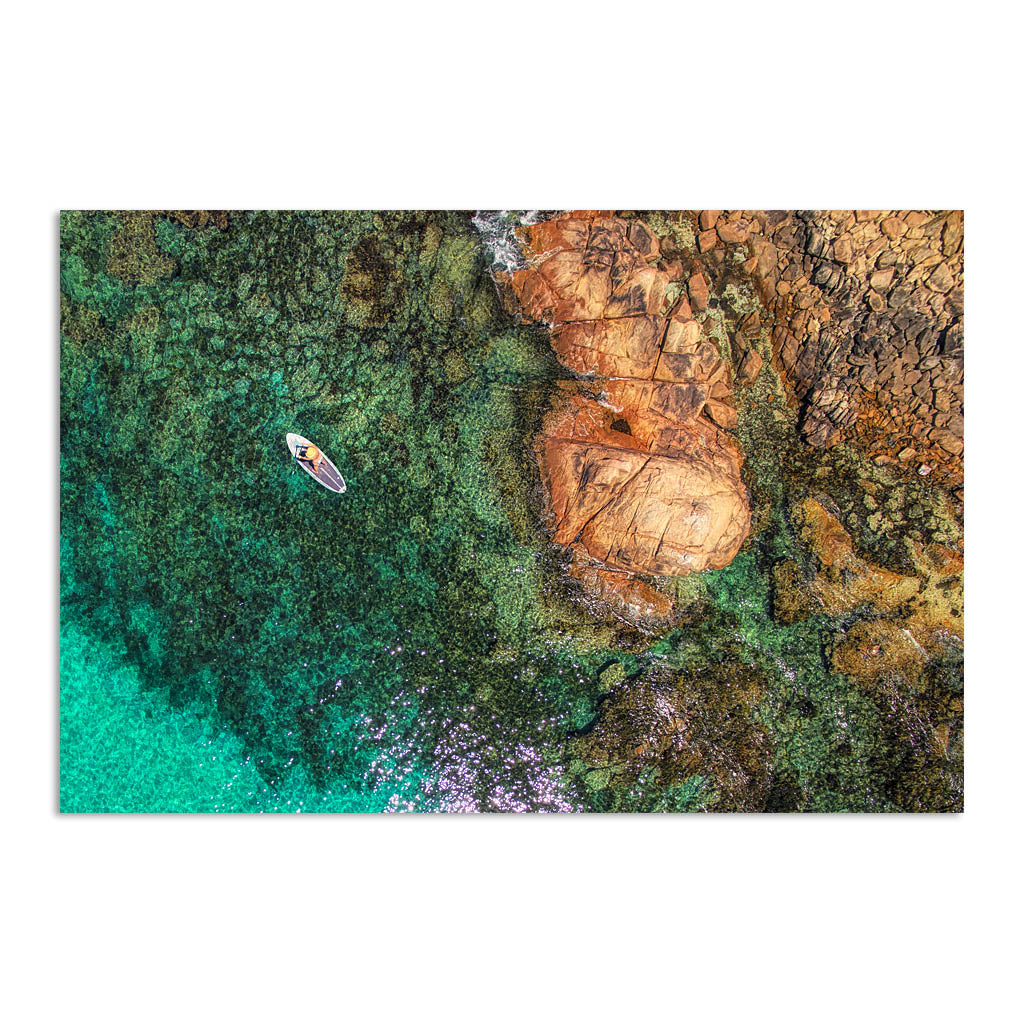 Aerial view of SUP at Meelup Beach in Western Australia
