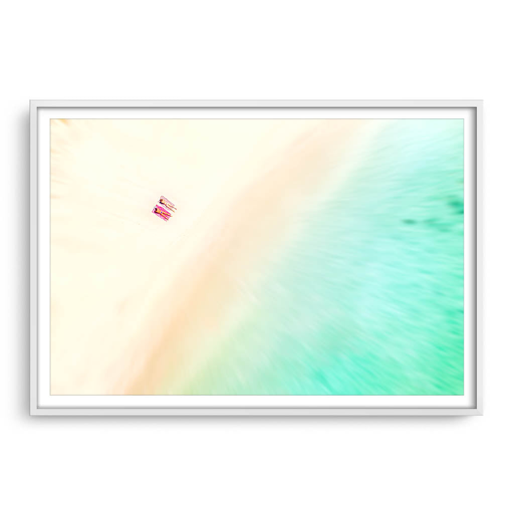 Aerial view of a South West beach in Western Australia framed in white