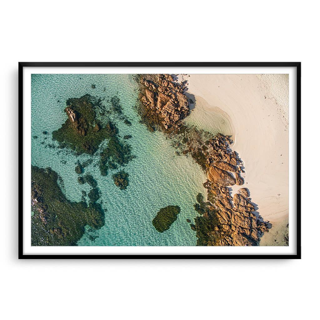 Rockpools at Flinders Bay in Augusta, Western Australia framed in black