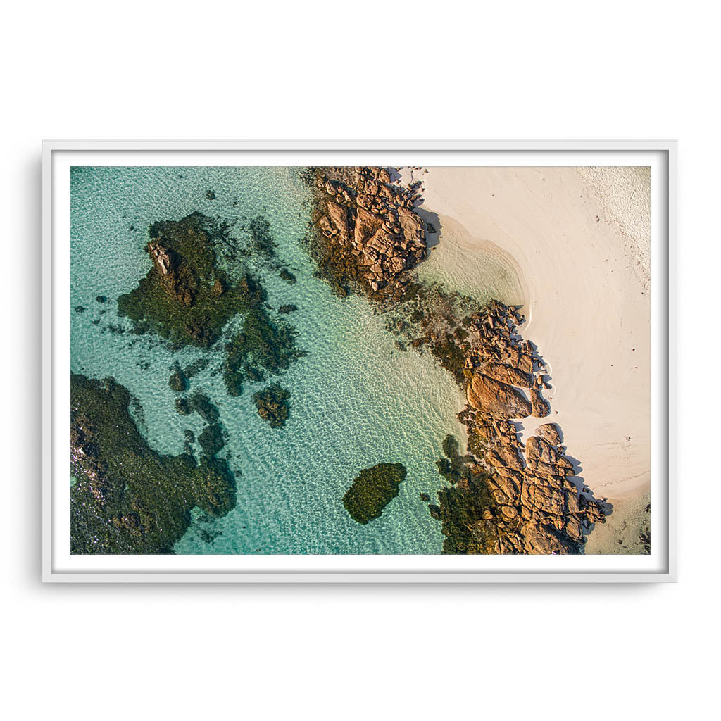 Rockpools at Flinders Bay in Augusta, Western Australia framed in white
