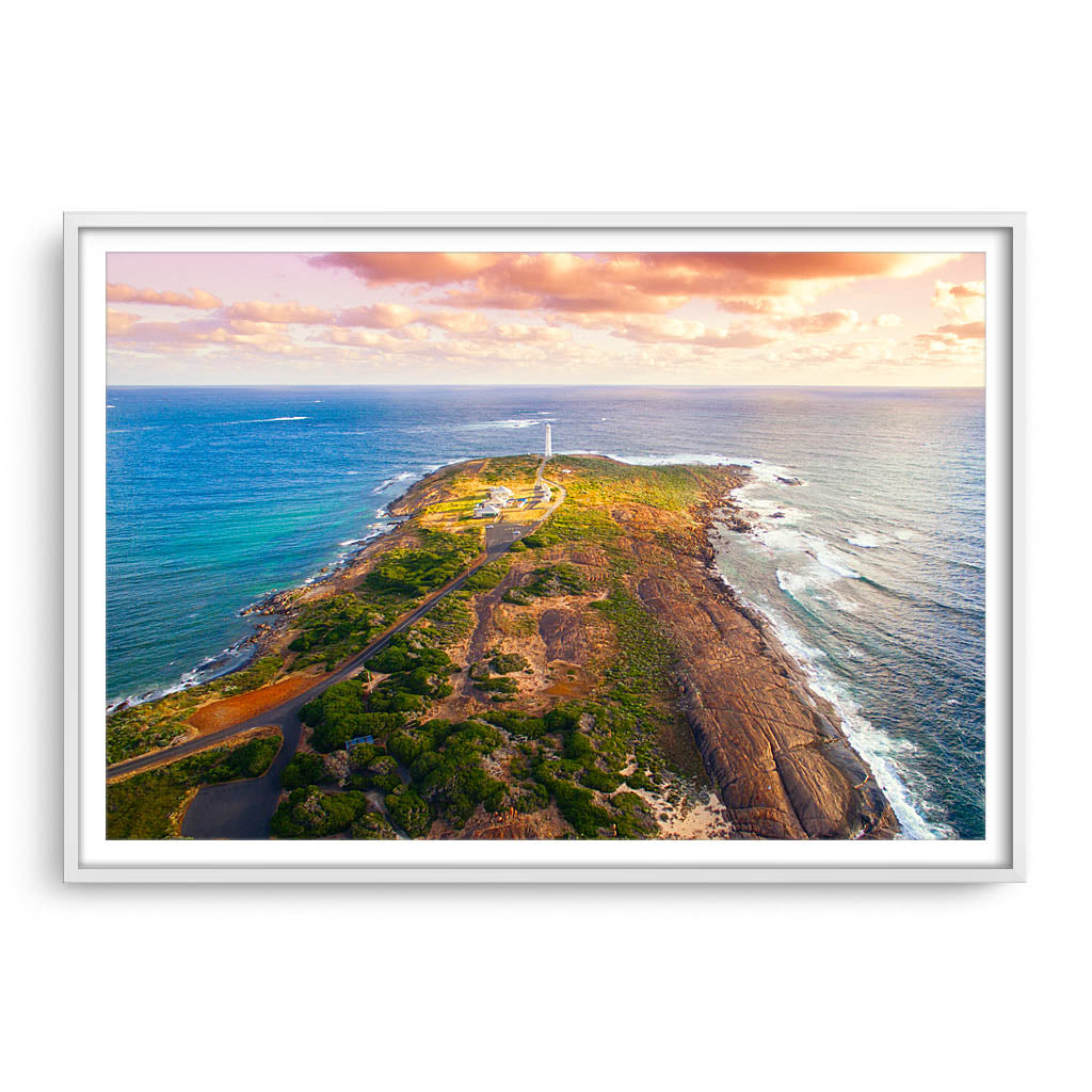 Cape Leeuwin Lighthouse in Western Australia framed in white