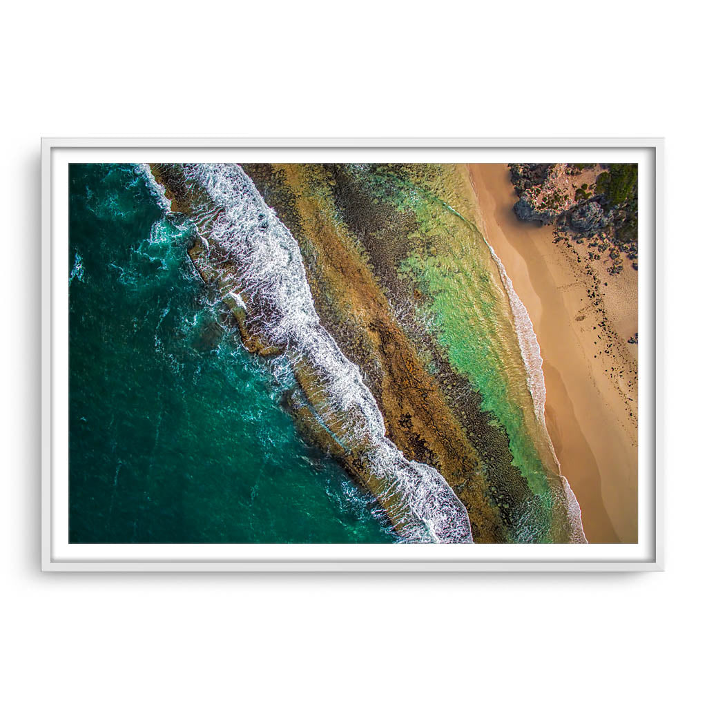 Aerial textures at Yanchep Lagoon, Western Australia framed in white