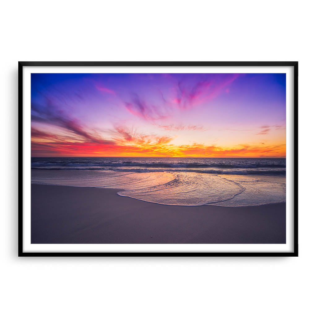 Sunset at Mullaloo Beach in Perth, Western Australia framed in black