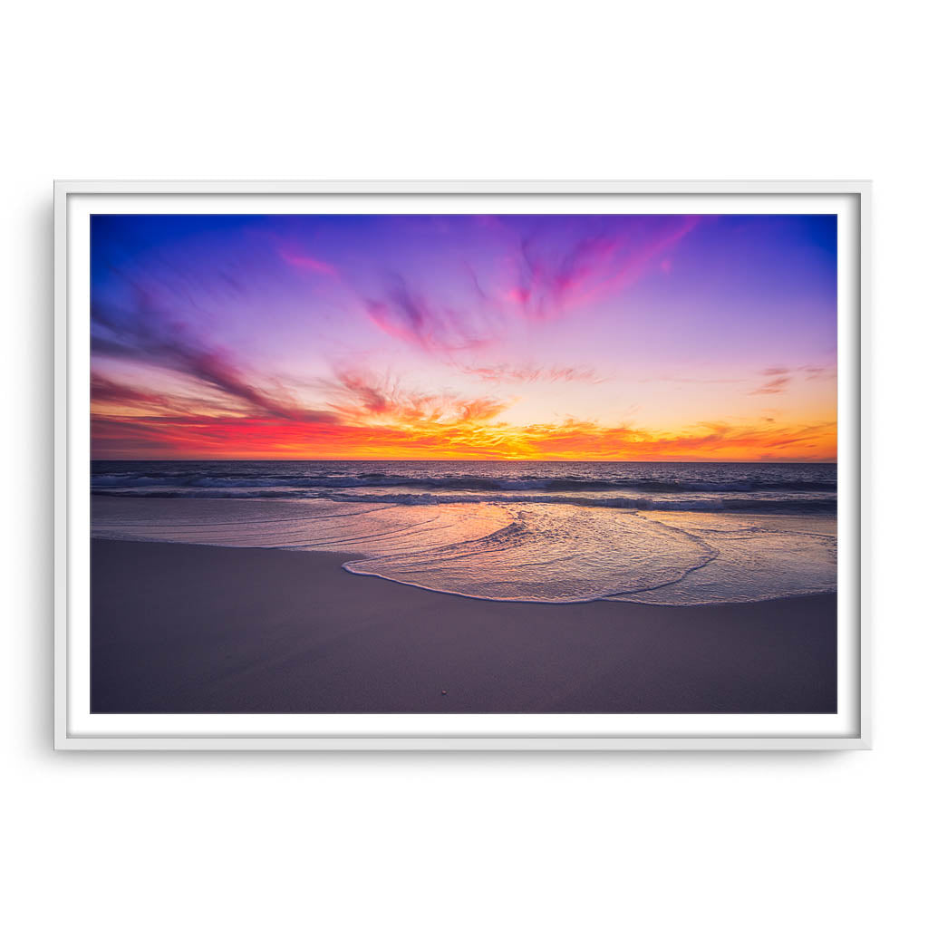 Sunset at Mullaloo Beach in Perth, Western Australia framed in white