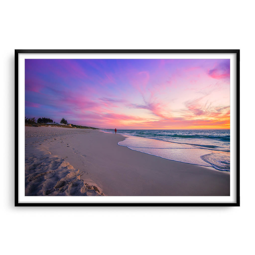 Beautiful sunset on Mullaloo Beach in Perth, Western Australia framed in black