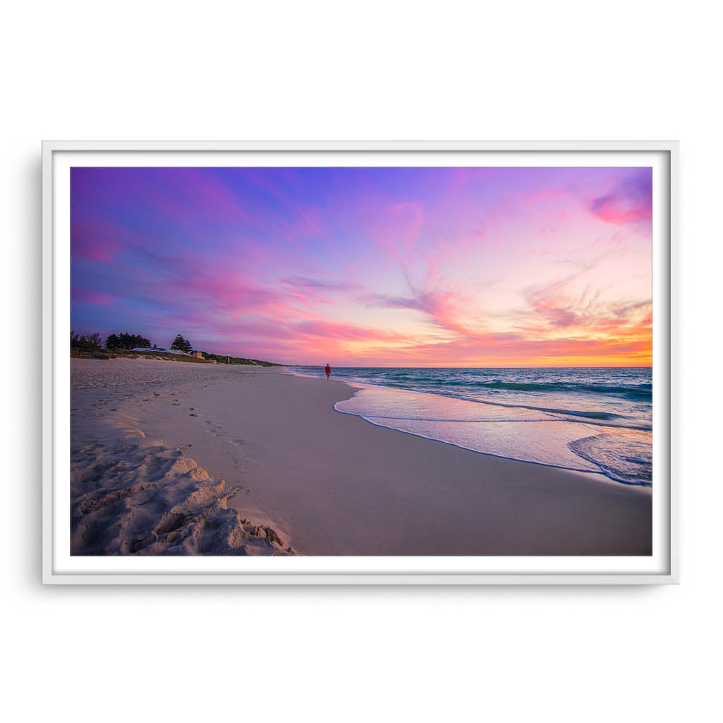 Beautiful sunset on Mullaloo Beach in Perth, Western Australia framed in white