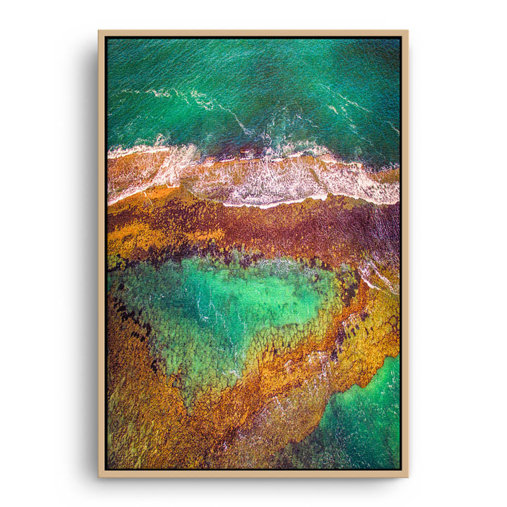 Heart shaped Lagoon at Yanchep in Western Australia framed canvas in raw oak