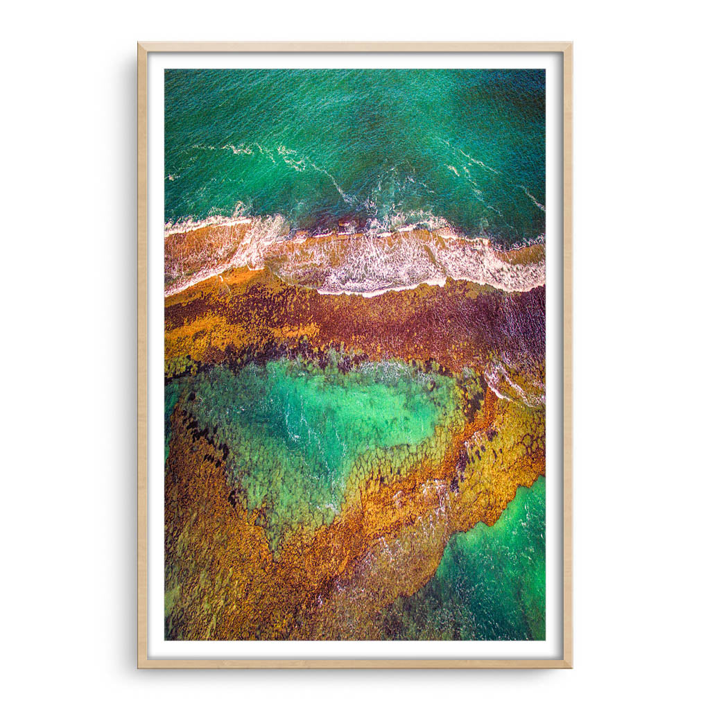 Heart shaped Lagoon at Yanchep in Western Australia framed in raw oak