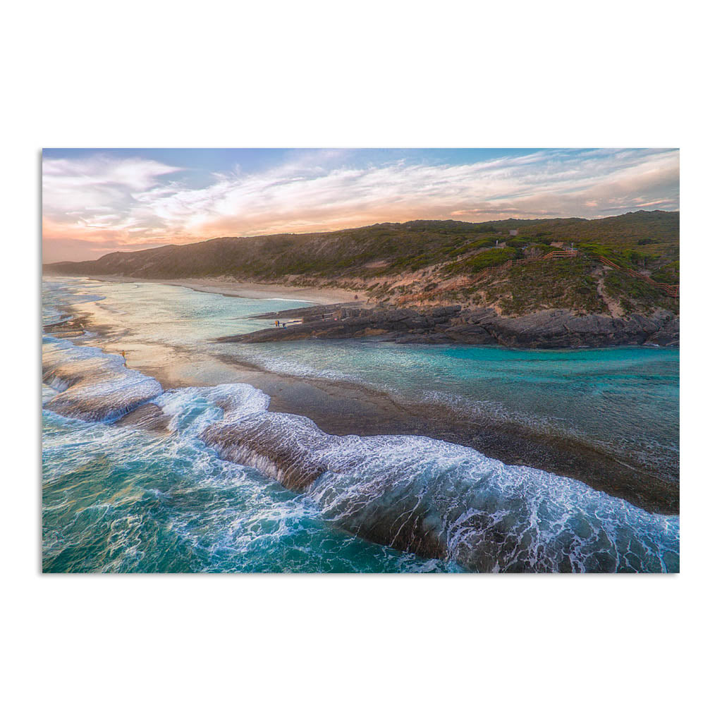 Dramatic aerial view of 11 Mile Beach in Esperance, Western Australia