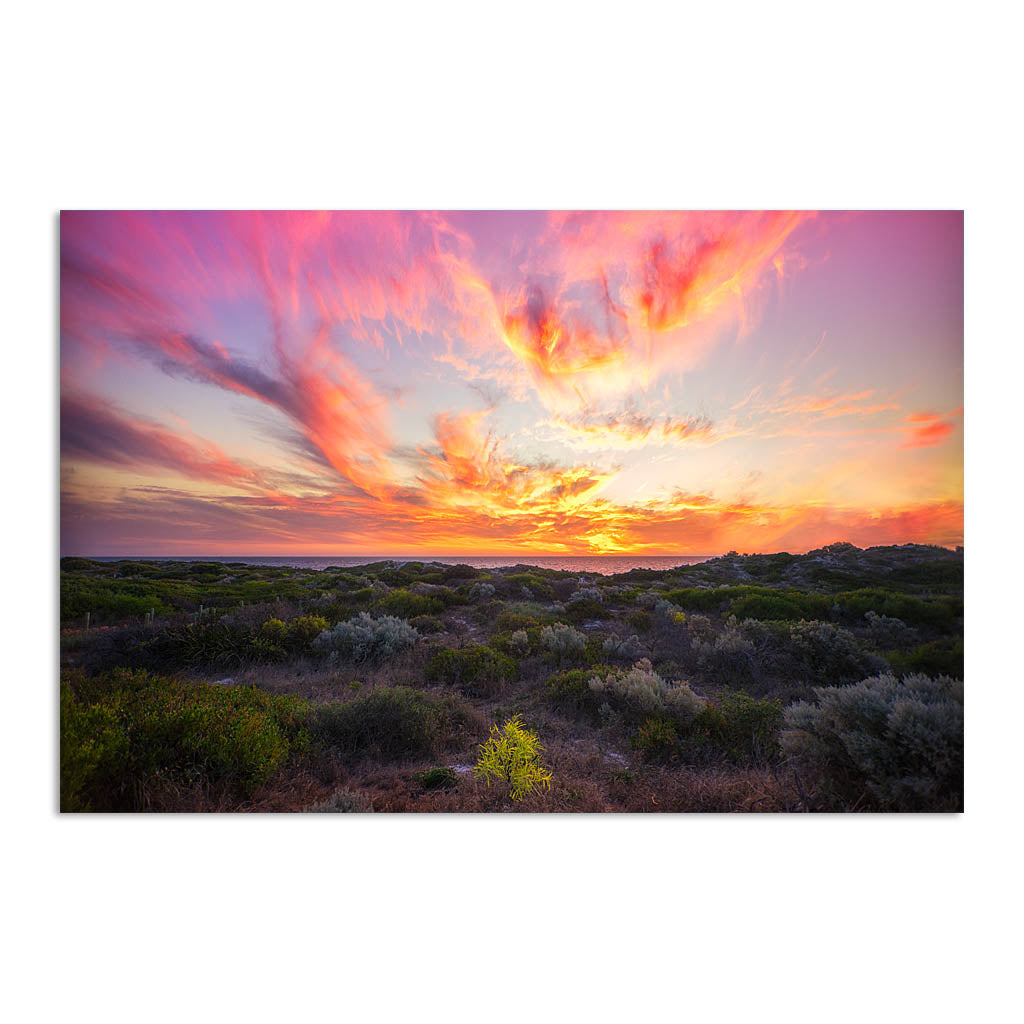 Warm, magenta sunset at Mullaloo Beach in Perth, Western Australia