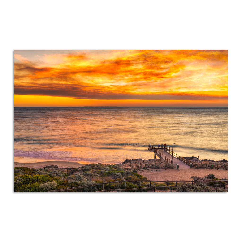 Smoke filled sunset over North Beach Jetty in Perth, Western Australia