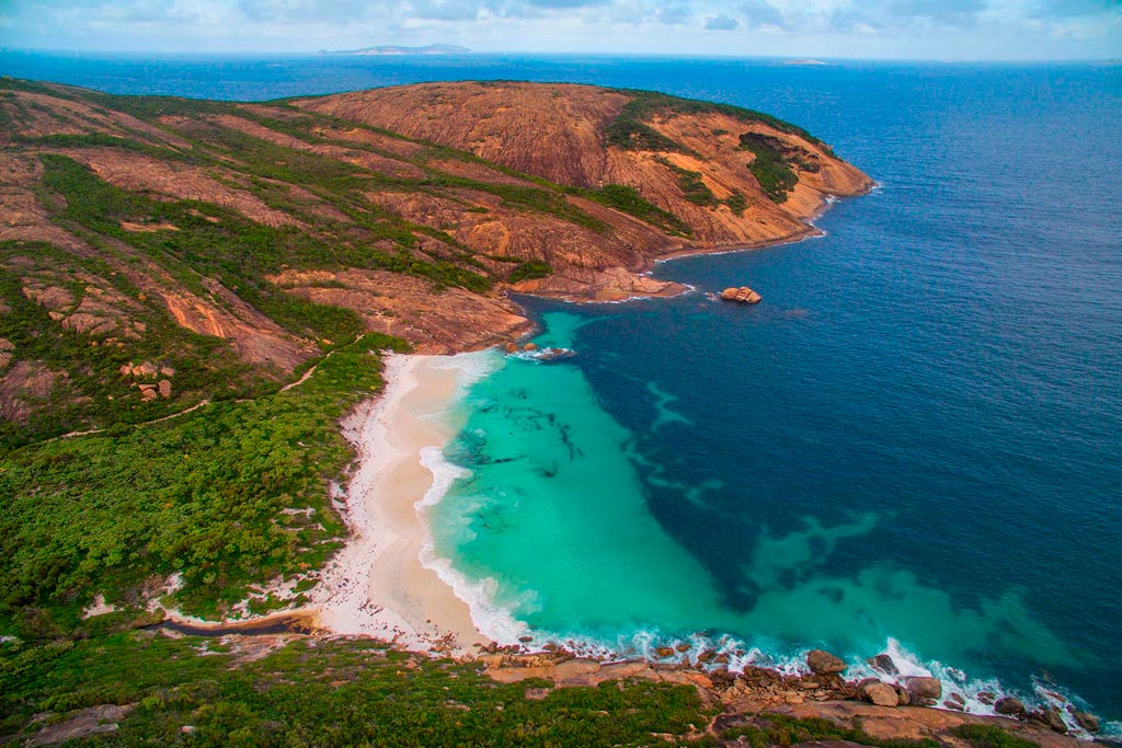 Aerial view of Little Hellfire Bay in Western Australia