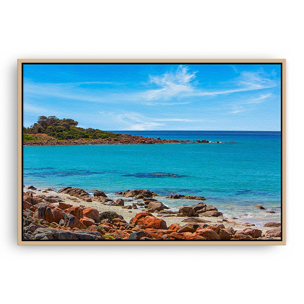 Point Picquet in Western Australia framed canvas in raw oak