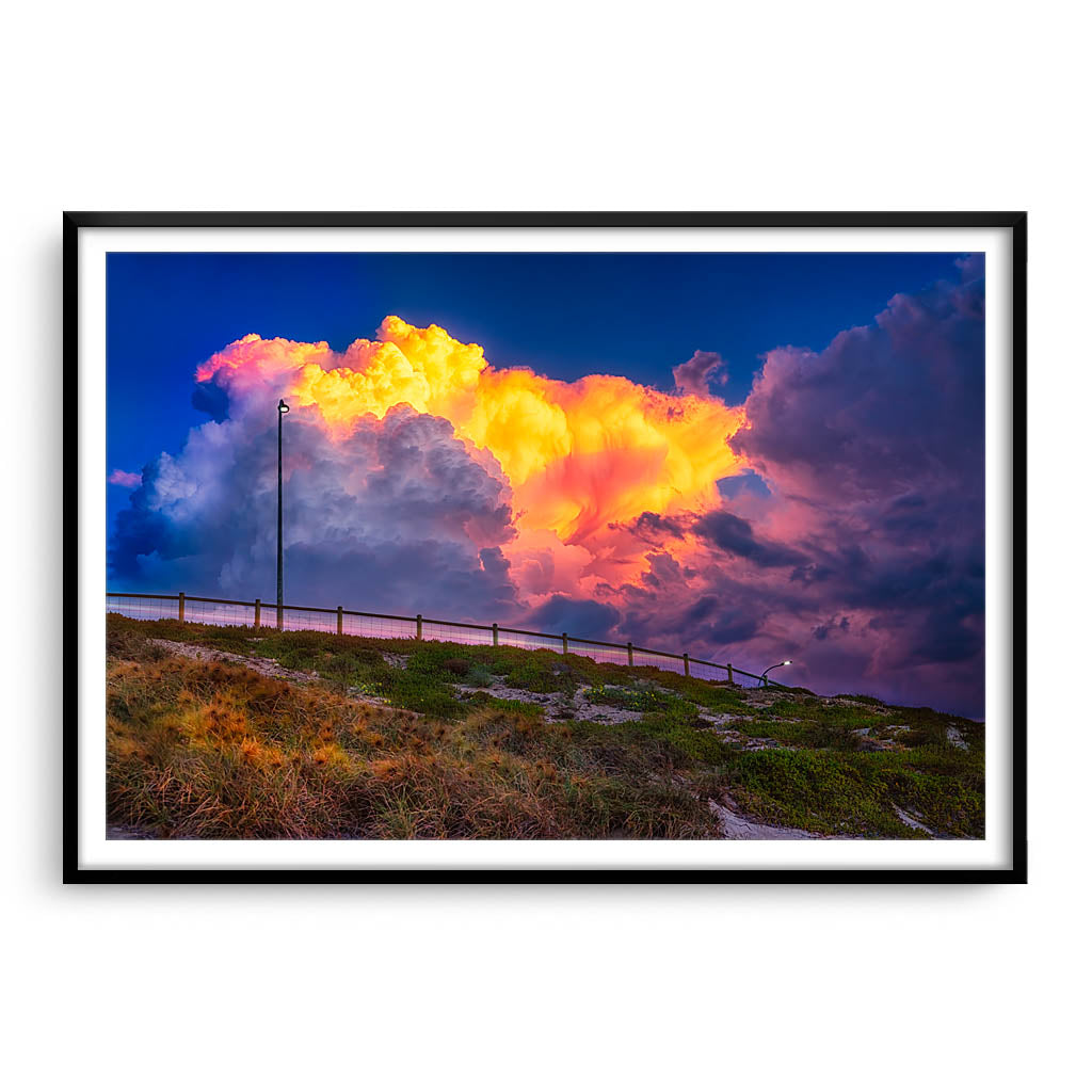 Storm clouds forming over Mettams Pool in Perth, Western Australia framed in black