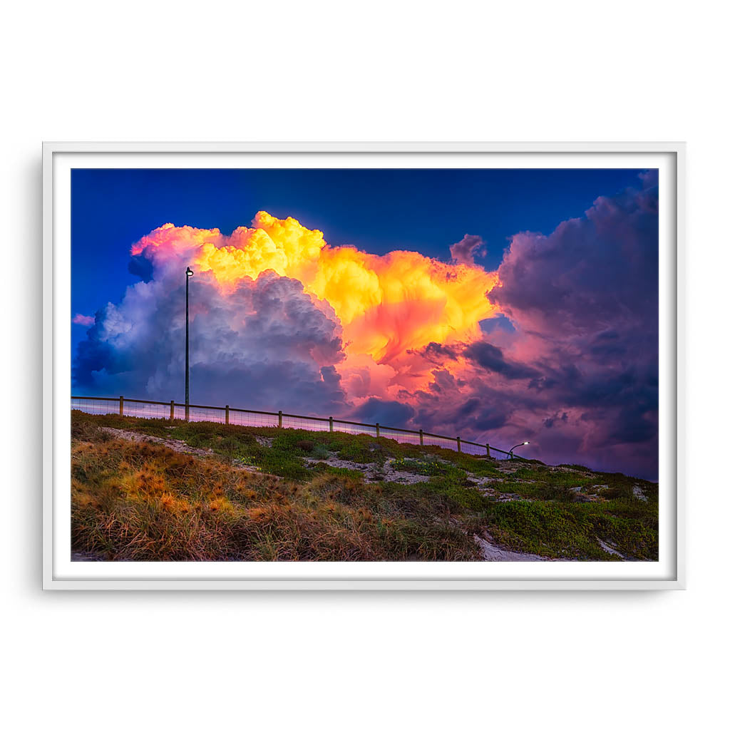 Storm clouds forming over Mettams Pool in Perth, Western Australia framed in white