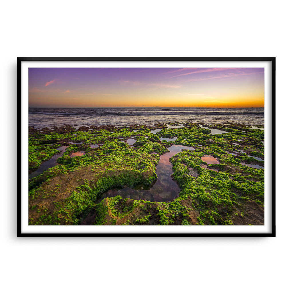 Sunset at North Beach in Perth, Western Australia framed in black