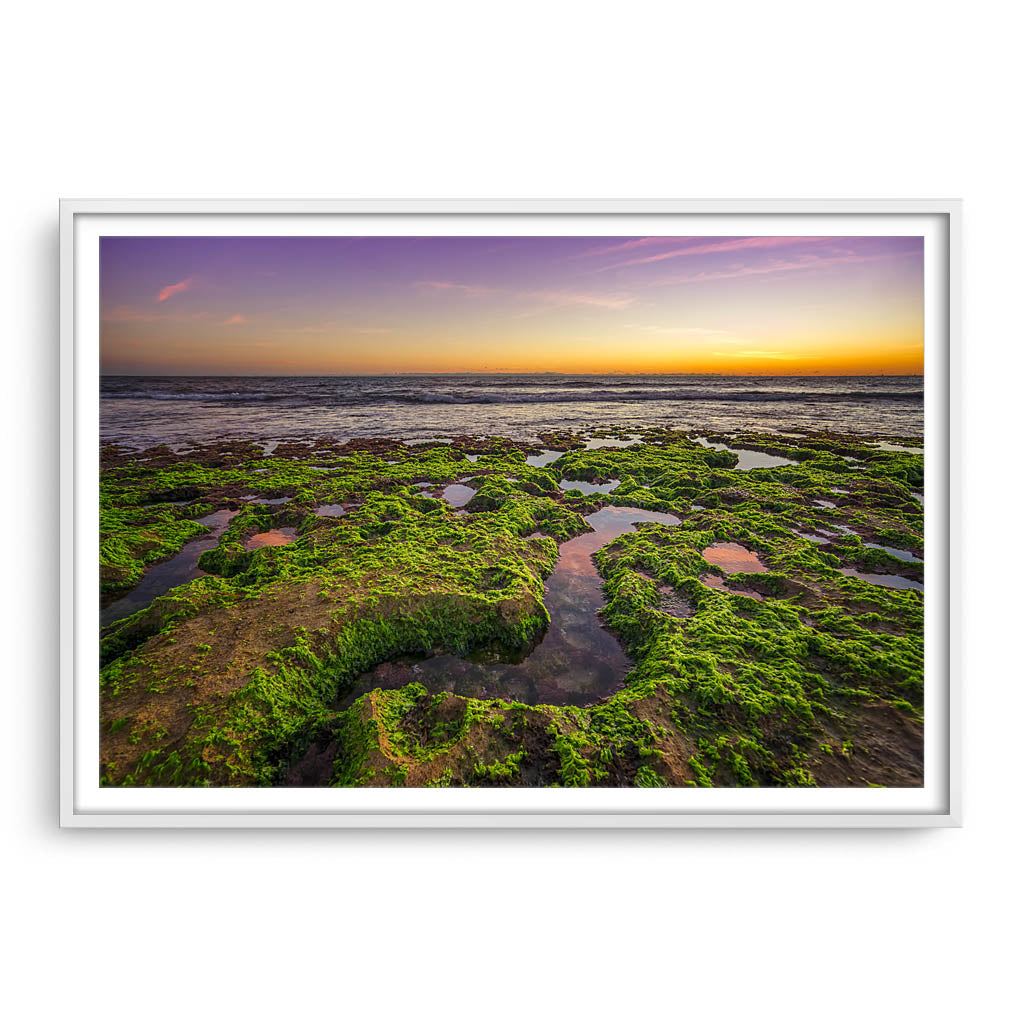 Sunset at North Beach in Perth, Western Australia framed in white