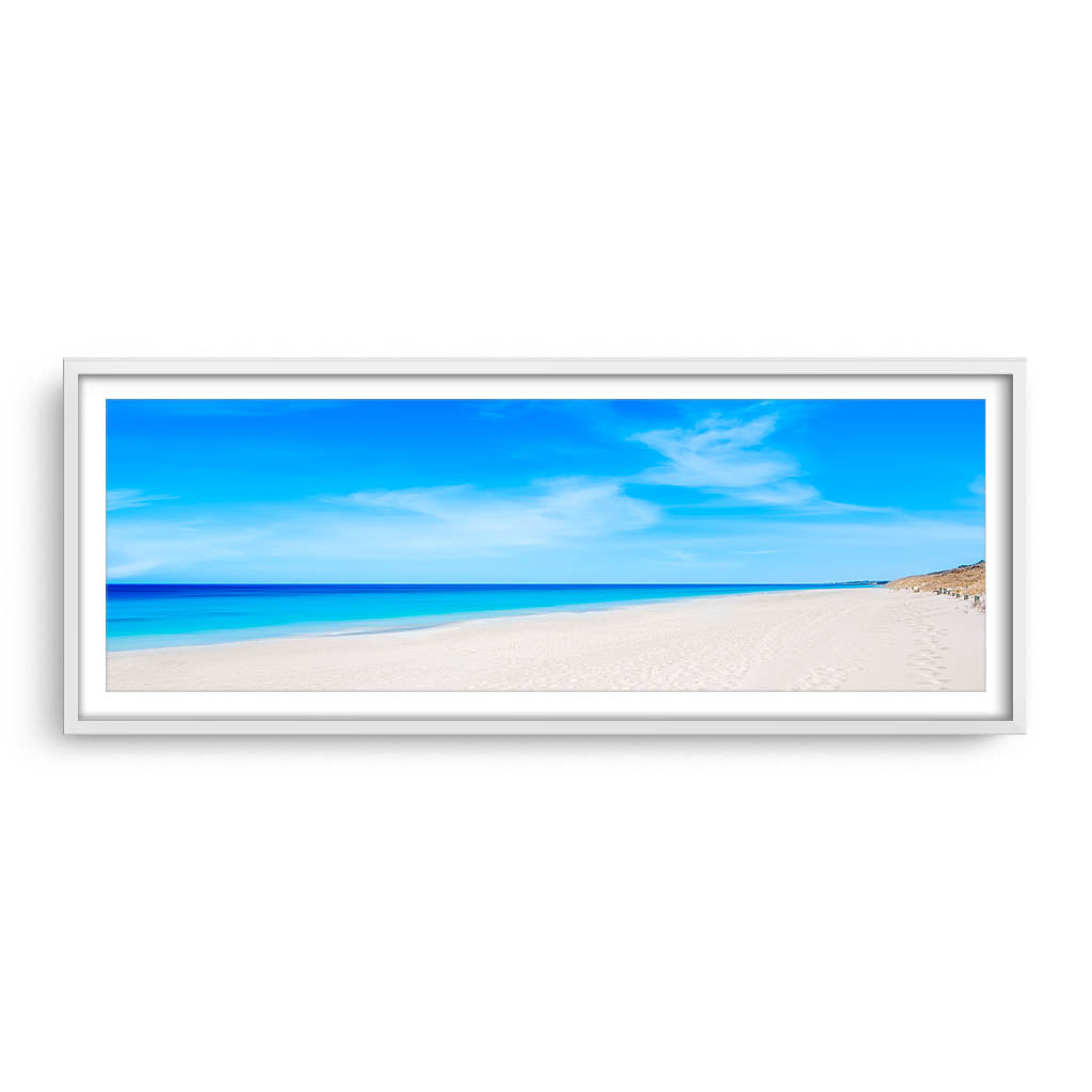 Summer day at Mullaloo Beach in Perth, Western Australia framed in white