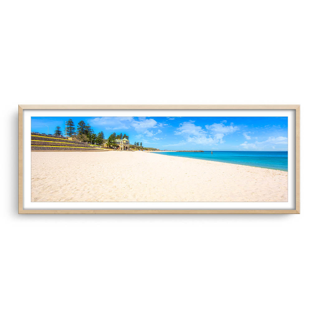 Summer at Cottesloe Beach in Perth, Western Australia framed in raw oak