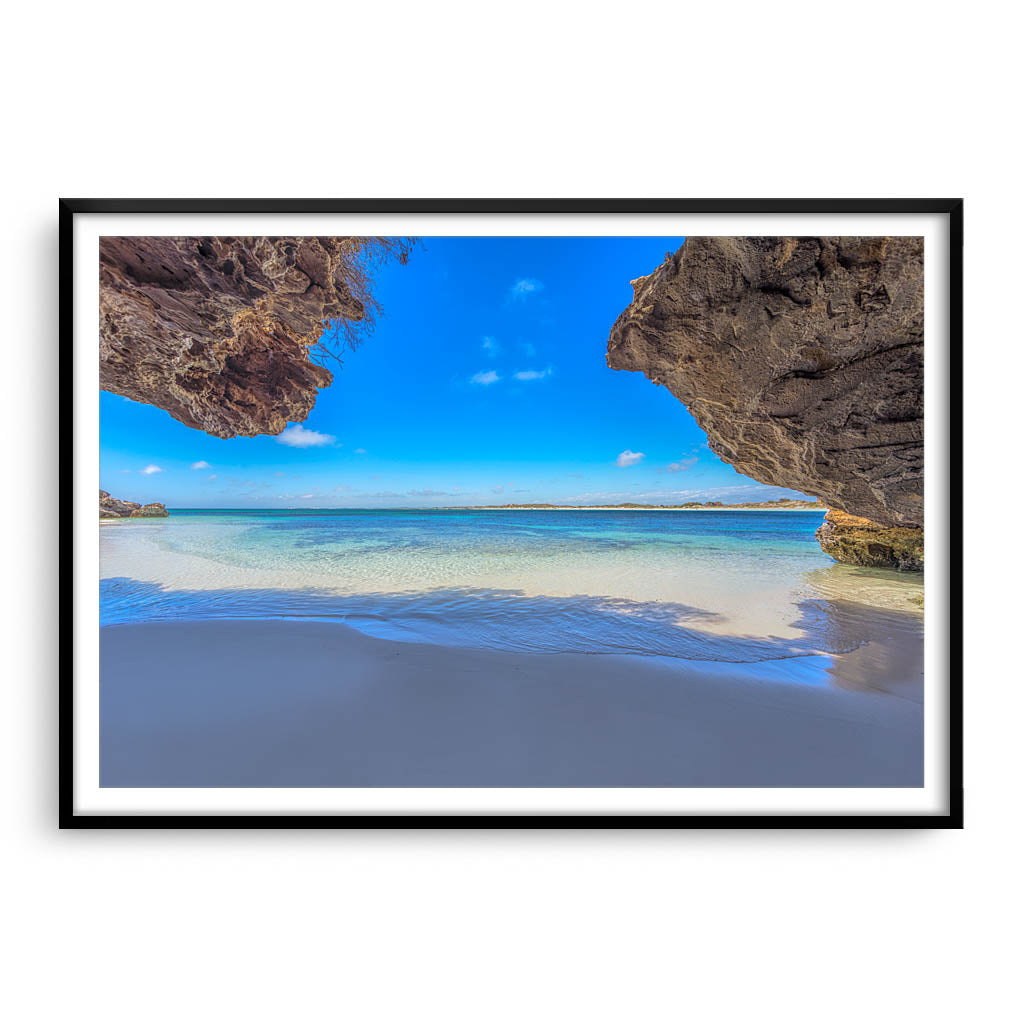 Stunning view of Sandy Cape in Western Australia framed in black