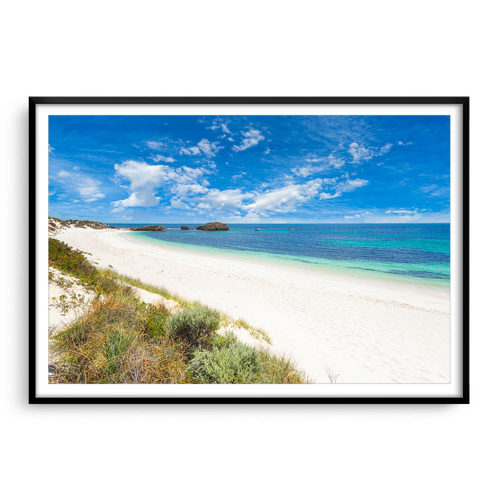 Parakeet Bay on Rottnest Island in Western Australia framed in black