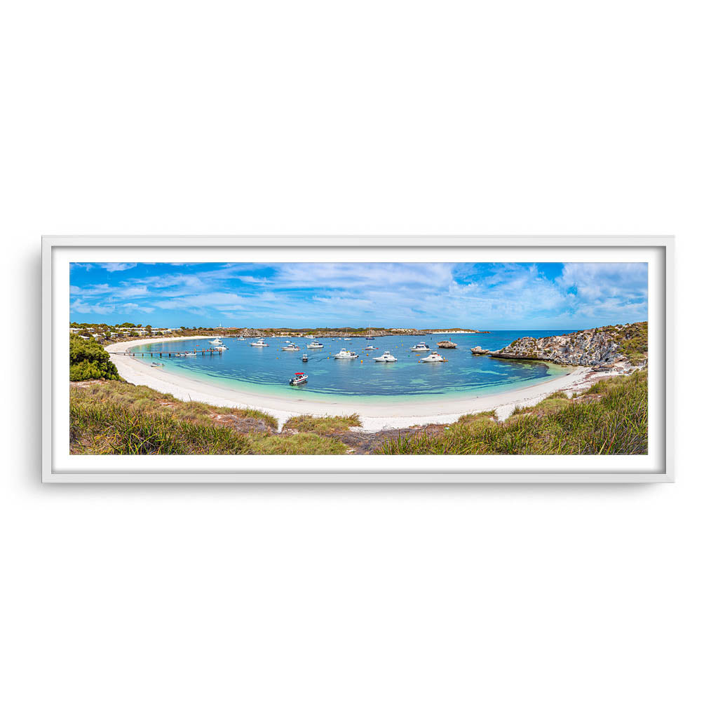 Geordie Bay on Rottnest Island in Western Australia framed in white