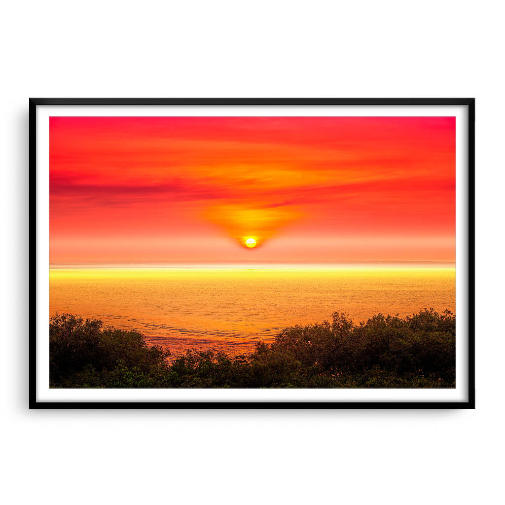 Sunrise over Broome in Western Australia framed in black