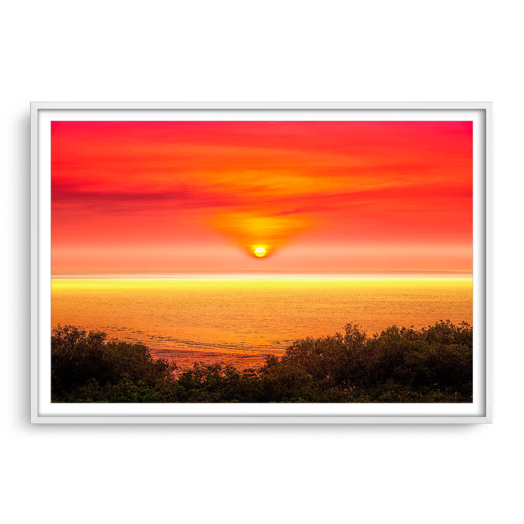 Sunrise over Broome in Western Australia framed in white