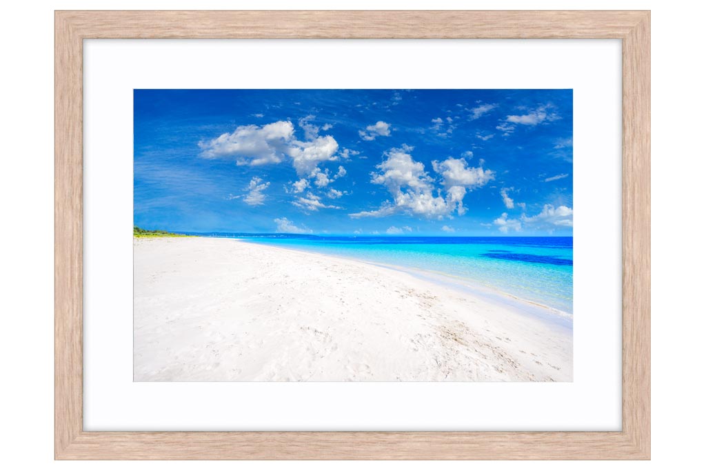 Quindalup Beach near Dunsborough, Western Australia framed in raw oak