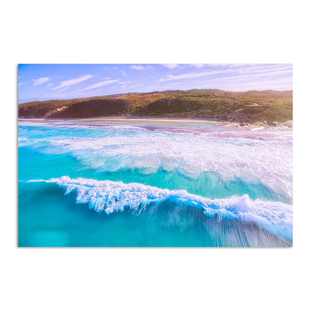 Drone image of surf break at 11 mile beach in Esperance, Western Australia