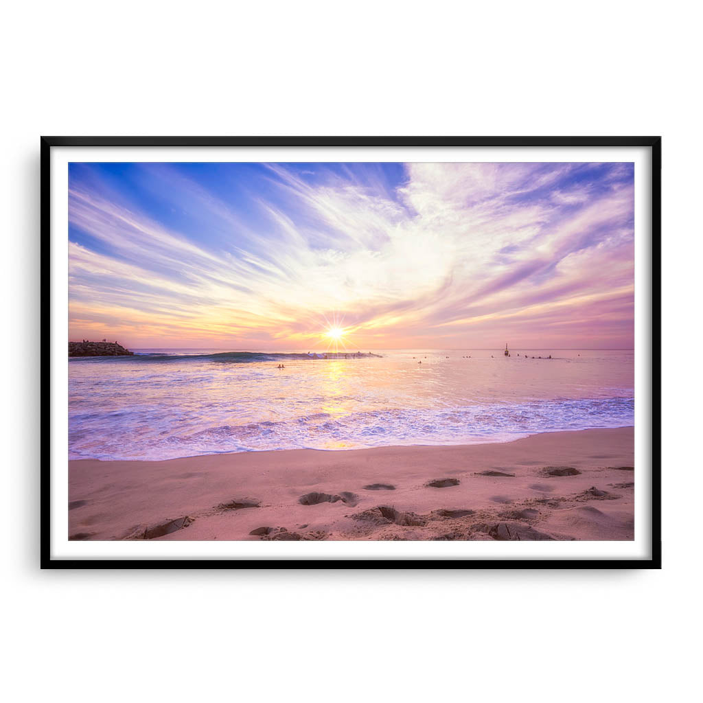 Soft pastel sunset over Cottesloe in Western Australia framed in black