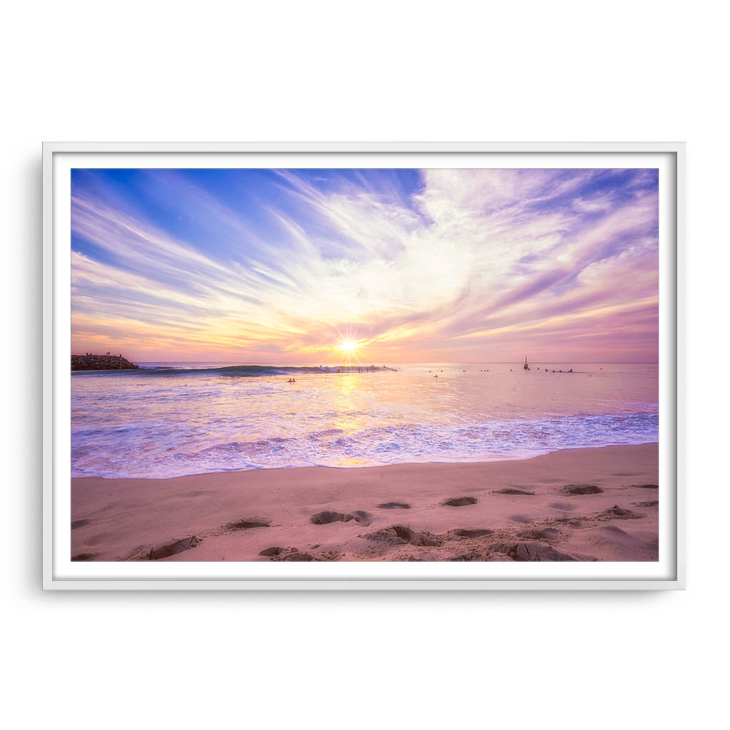 Soft pastel sunset over Cottesloe in Western Australia framed in white