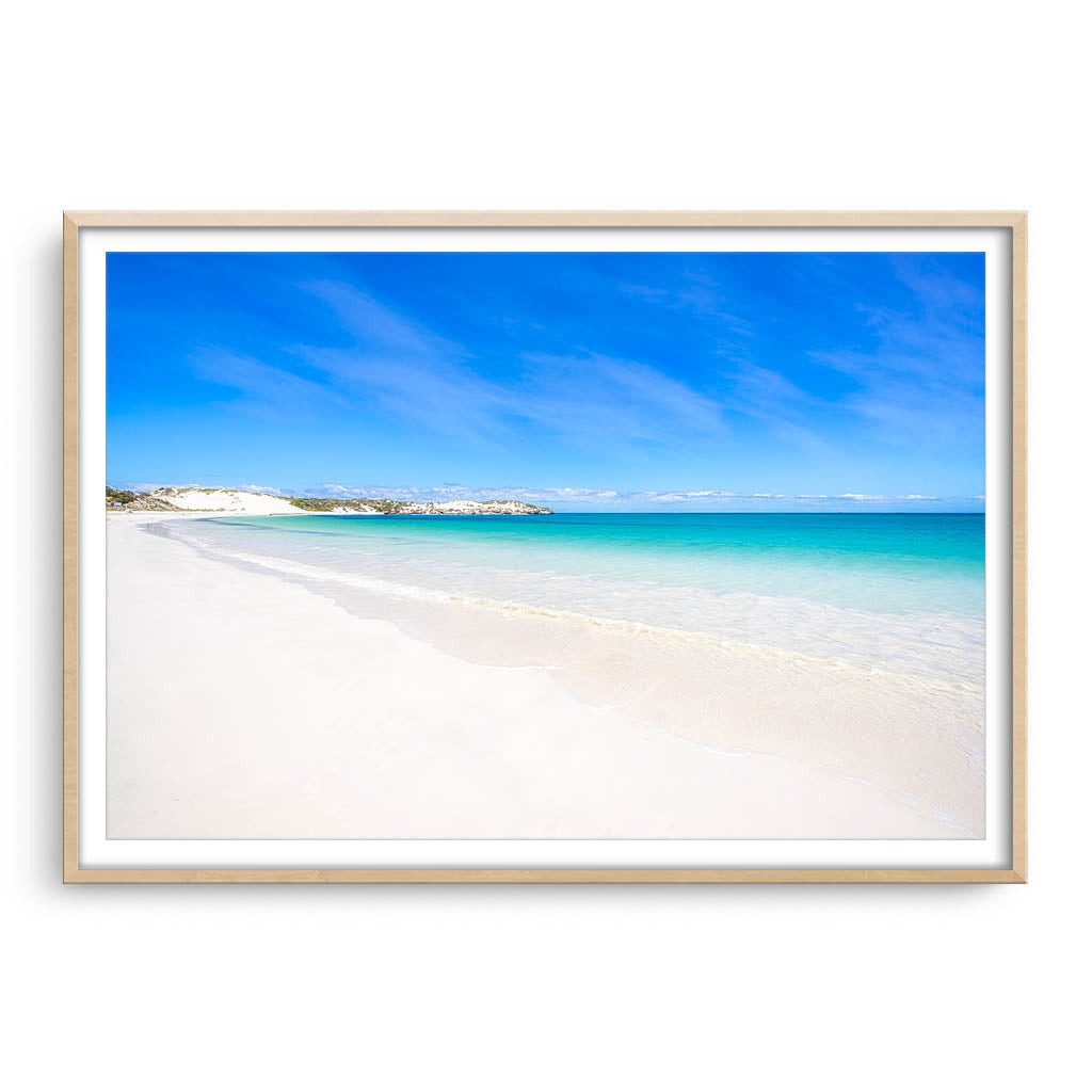 Sandy Cape Beach in Western Australia framed in raw oak