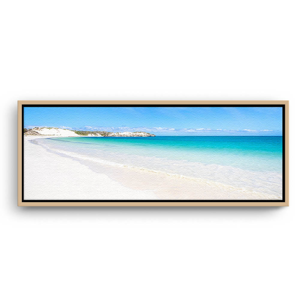 Sandy Cape on the Coral Coast in Western Australia framed canvas in raw oak