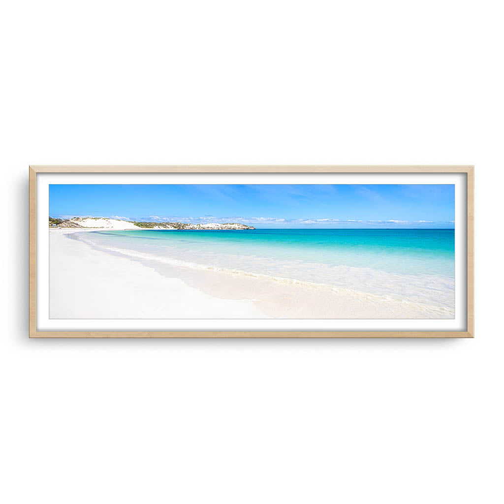 Sandy Cape on the Coral Coast in Western Australia framed in raw oak