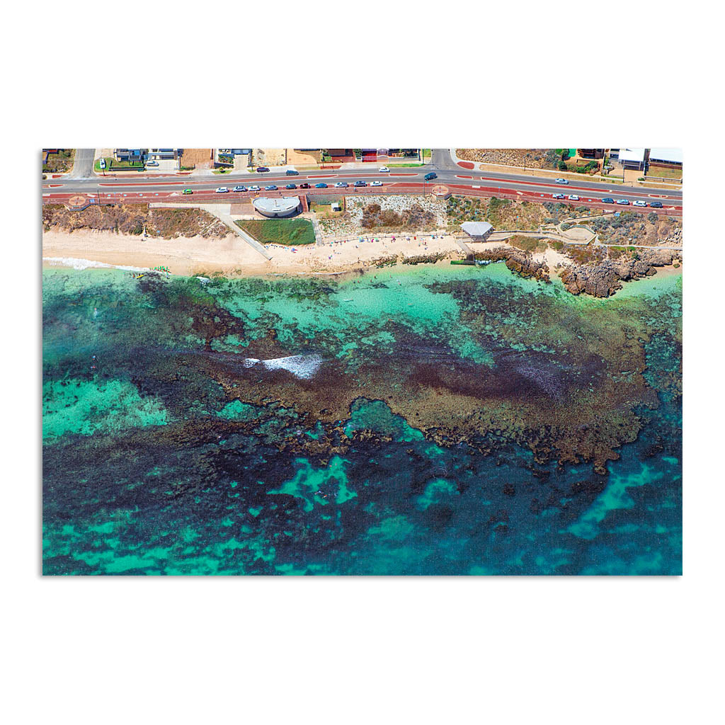 Aerial view of the reef at Mettams Pool in Perth, Western Australia