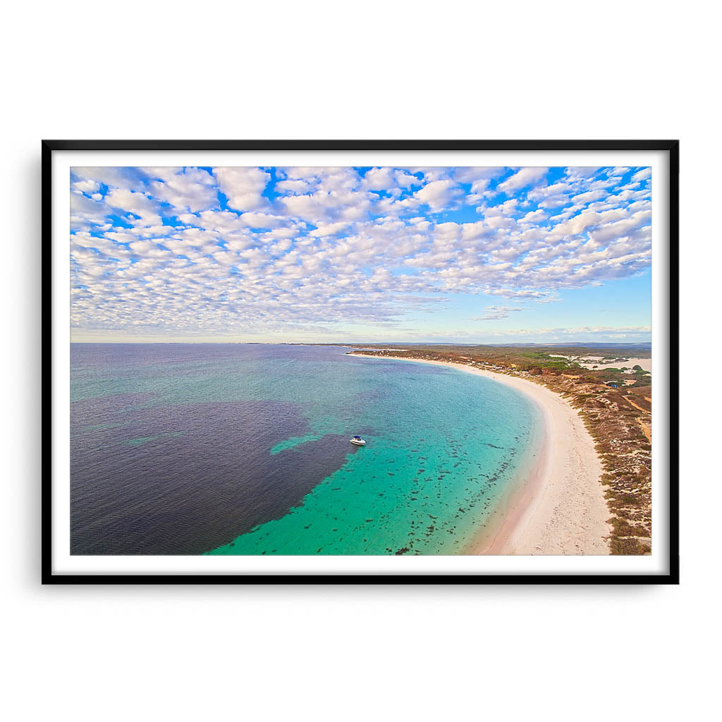 Aerial view of Sandy Cape in Western Australia framed in black