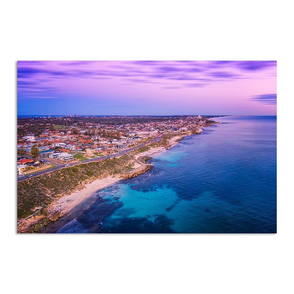 Twilight aerial view of North Beach in Perth, Western Australia