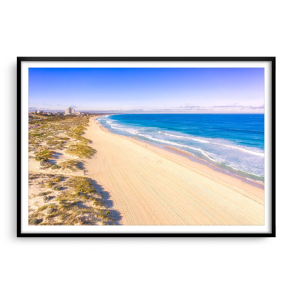 Winters morning at Trigg Beach in Perth, Western Australia framed in black