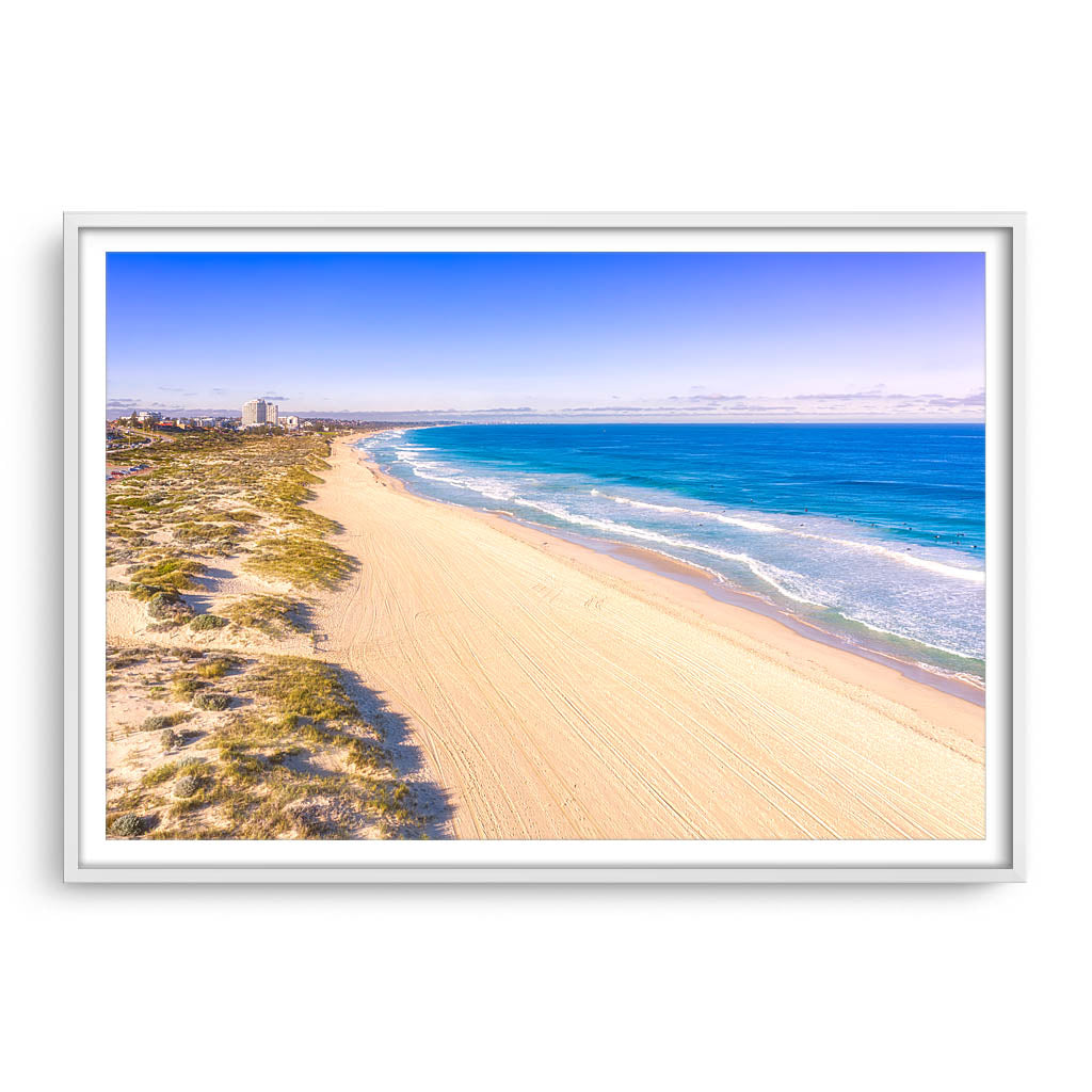 Winters morning at Trigg Beach in Perth, Western Australia framed in white