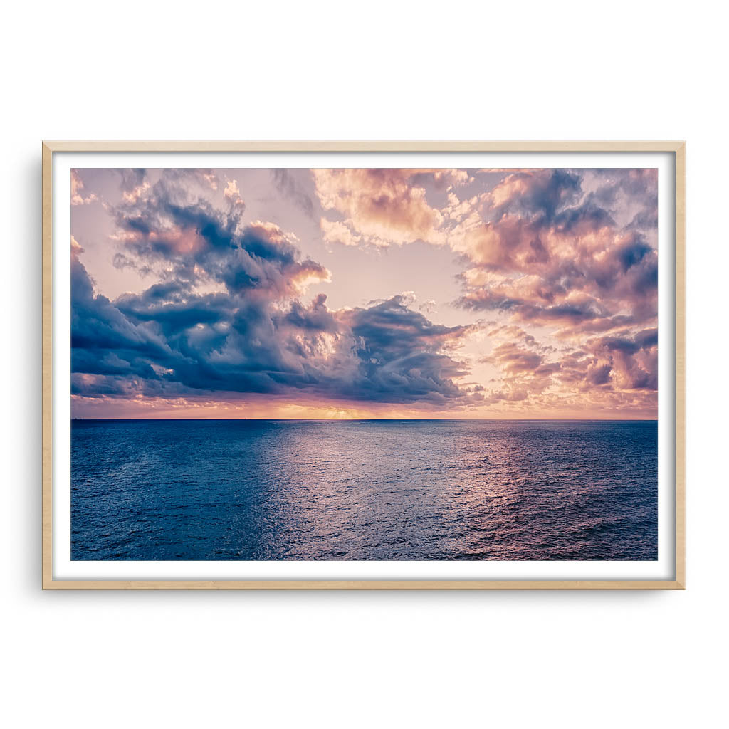 Storm approaching North Beach in Perth, Western Australia framed in raw oak