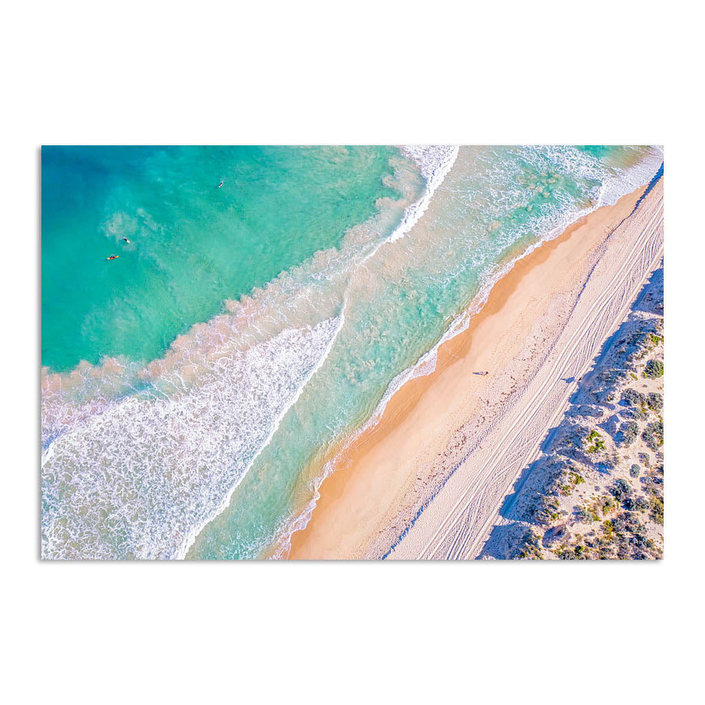 Aerial view of surf at Trigg Beach in Perth, Western Australia