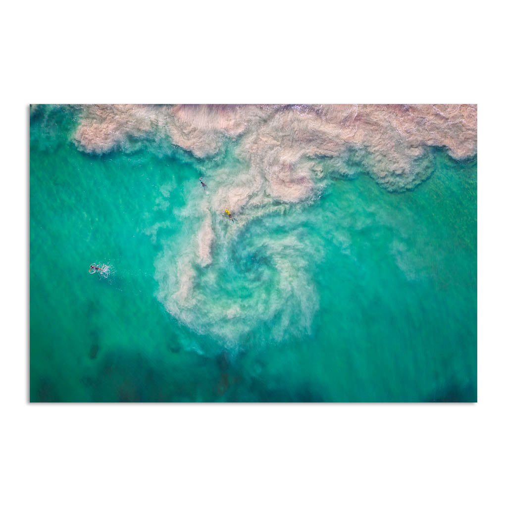 Aerial view of a rip at Mullaloo Beach in Perth, Western Australia
